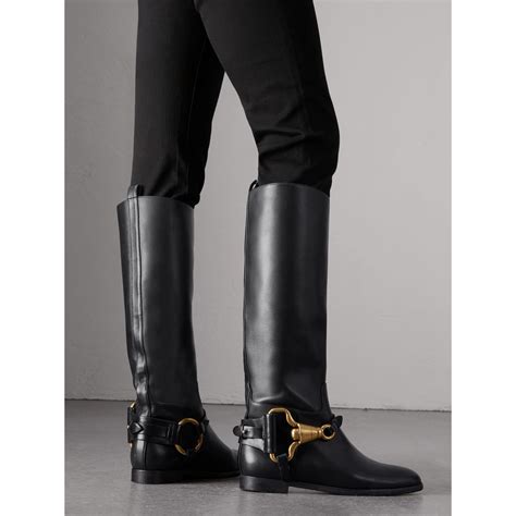 burberry equestrian detail leather riding boots|burberry boots with clear heels.